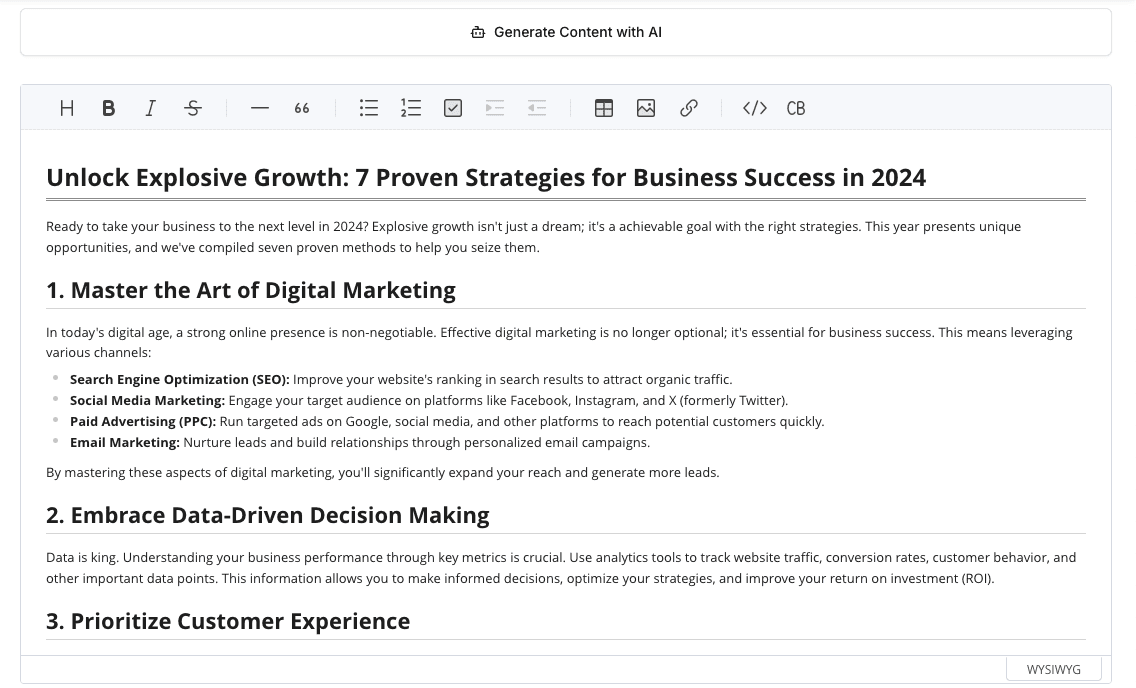 Ask AI to generate SEO content