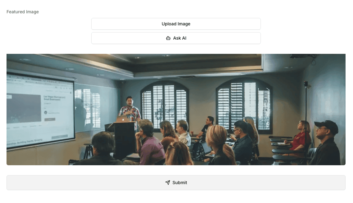 Ask AI to generate image or upload your own